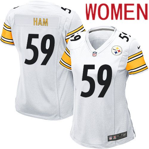 Women Pittsburgh Steelers #59 Jack Ham Nike White Game NFL Jersey->women nfl jersey->Women Jersey